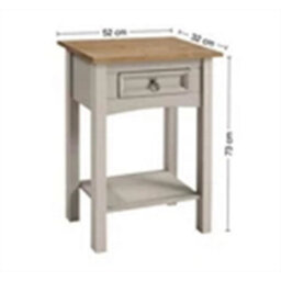 Console Table Grey Painted Wax 1 Drawer Solid Wood Pine Wooden Hall - thumbnail 2