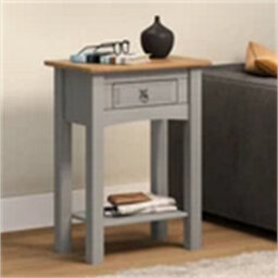 Console Table Grey Painted Wax 1 Drawer Solid Wood Pine Wooden Hall - thumbnail 1