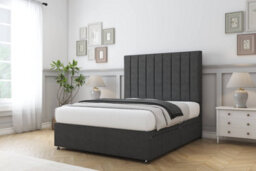 "Sloomy Kansas Graphite Dumfries Divan Bed Base No Drawers With 26"" Strutted Headboard 4'6 Double" - thumbnail 3