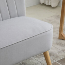 Wyld Haus Haleco Light Grey Velvet-Feel 2-Seater Sofa 117Cm Compact Loveseat Panel-Tufted Back Natural Wooden Legs - thumbnail 8