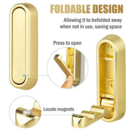 Gold 4Pcs Foldable Wall Mounted Clothes Hook Organizer - thumbnail 2