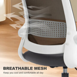 Homcom Mesh Painting Chair, Rolling Desk Chair With Flip-Up Armrests, Grey - thumbnail 8