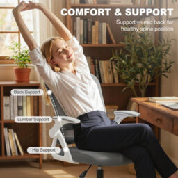 Homcom Mesh Painting Chair, Rolling Desk Chair With Flip-Up Armrests, Grey - thumbnail 6