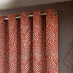 Paoletti Gatsby Jacquard Room Darkening Eyelet Curtain Pair Terracotta (W)168Cm X (D)183Cm - thumbnail 3