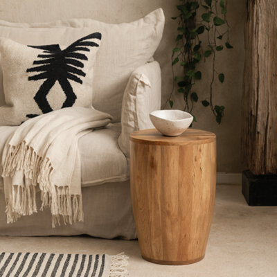 Wyld Haus London Natural Mango Wood Drum Side Table - image 1