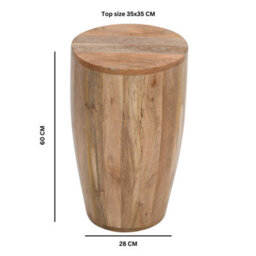 Wyld Haus London Natural Mango Wood Drum Side Table - thumbnail 4