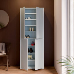 Furniture To Go Alice Springs Tall Shoe Cabinet With 4 Doors Push-To-Open In Light Grey - thumbnail 6