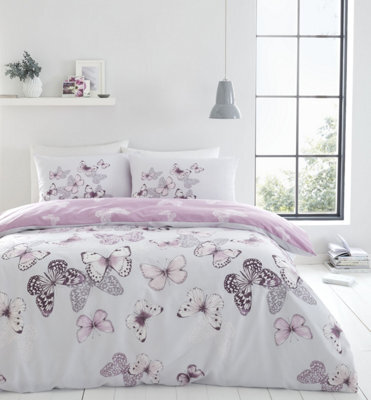 Catherine Lansfield Bedding Scatter Butterfly Duvet Cover Set With Pillowcases Heather - image 1