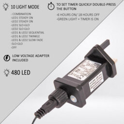 Shatchi 480 Christmas Tree Cluster Warm And Cool White Lights Multifunction 8 Light Modes - thumbnail 4