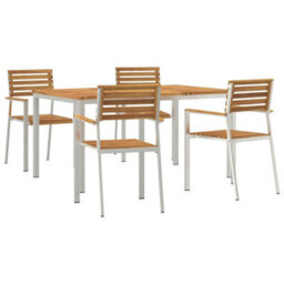 Berkfield Garden Dining Set 5 Pcs Solid Acacia Wood & Stainless Steel - thumbnail 2