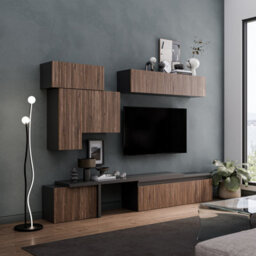 Decorotika Arles Moduler Modern Tv Unit Wall Mount Customizable Layout Black Alina - thumbnail 2