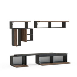 Decorotika Arles Moduler Modern Tv Unit Wall Mount Customizable Layout Black Alina - thumbnail 5