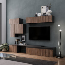 Decorotika Arles Moduler Modern Tv Unit Wall Mount Customizable Layout Black Alina - thumbnail 3