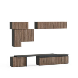 Decorotika Arles Moduler Modern Tv Unit Wall Mount Customizable Layout Black Alina - thumbnail 4