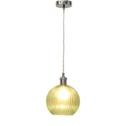 First Choice Lighting Set Of 2 Betchley - Green Ribbed Glass Chrome Retro Pendant Fittings - thumbnail 3