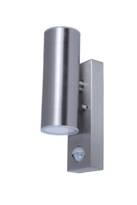 GoodHome Fixed Matt Stainless Steel Integrated Led Pir Motion Sensor Outdoor Wall Light 9W - image 1