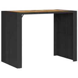 Berkfield Garden Bar Table With Acacia Wood Top Black 145X80X110 Cm Poly Rattan - thumbnail 2