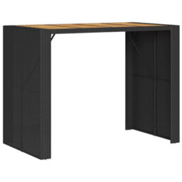 Berkfield Garden Bar Table With Acacia Wood Top Black 145X80X110 Cm Poly Rattan - thumbnail 7