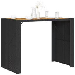 Berkfield Garden Bar Table With Acacia Wood Top Black 145X80X110 Cm Poly Rattan - thumbnail 4
