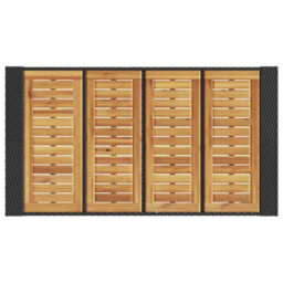 Berkfield Garden Bar Table With Acacia Wood Top Black 145X80X110 Cm Poly Rattan - thumbnail 8