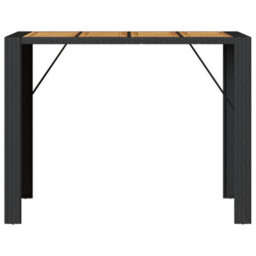 Berkfield Garden Bar Table With Acacia Wood Top Black 145X80X110 Cm Poly Rattan - thumbnail 5