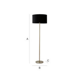 Valuelights Charles Chrome Floor Lamp With Black Velvet Shade And Bulb - thumbnail 8