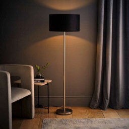 Valuelights Charles Chrome Floor Lamp With Black Velvet Shade And Bulb