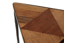 Orsina Set Of 3 Triangular Nesting Tables,luxe Grain Elm Wooden Topped End Tables,side Tables With Black  Iron Legs - thumbnail 3