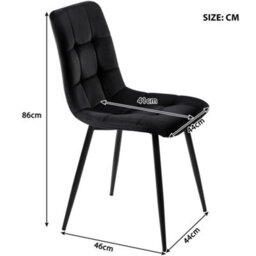 Btm 5 Piece Round Dining Set White Mdf Table Top 80Cm With Gold Legs And Four Black Velvet Chairs - thumbnail 5