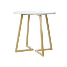 Btm 5 Piece Round Dining Set White Mdf Table Top 80Cm With Gold Legs And Four Black Velvet Chairs - thumbnail 6