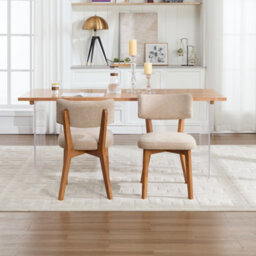 Matteo Mid-Century Modern Dining Chairs (Set Of 2) - Upholstered Linen Fabric, Solid Wood Frame - Khaki - thumbnail 8