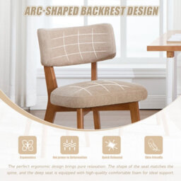 Matteo Mid-Century Modern Dining Chairs (Set Of 2) - Upholstered Linen Fabric, Solid Wood Frame - Khaki - thumbnail 4
