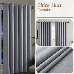 Oxford Homeware Eyelet Linen Effect Curtains Grey Fully Lined 100% Blackout Thermal Insulated Curtains Pair (W)228Cm X (L)228Cm - thumbnail 5