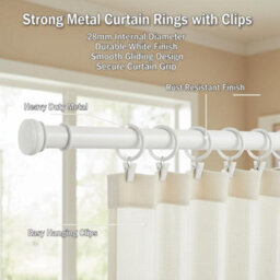 Homeelabador 30mm Metal White Colour Curtain Pole Rod Rings With Clips Hanging Pack Of 50 - thumbnail 7