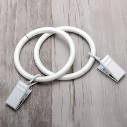 Homeelabador 30mm Metal White Colour Curtain Pole Rod Rings With Clips Hanging Pack Of 50 - thumbnail 3