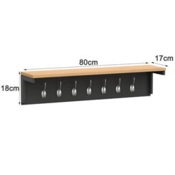 Taylor & Brown 7 Hook Black Wall Mounted Coat Rack, Wooden Coat Hooks With Shelf And Storage, Wall Shelf With Hooks Underneath - thumbnail 7