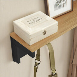Taylor & Brown 7 Hook Black Wall Mounted Coat Rack, Wooden Coat Hooks With Shelf And Storage, Wall Shelf With Hooks Underneath - thumbnail 5