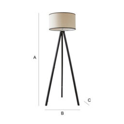 Valuelights Barbro Black Tripod Floor Lamp With Trim Drum Shade - thumbnail 7