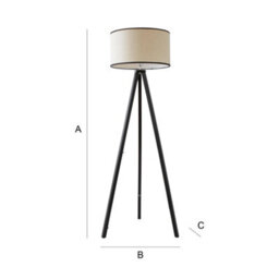 Valuelights Barbro Black Tripod Floor Lamp With Trim Drum Shade - thumbnail 8