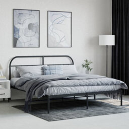 Berkfield Metal Bed Frame With Headboard Black 180X200 Cm - thumbnail 3