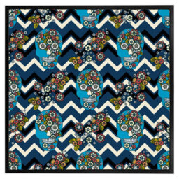 "Andrew Lee Embroidery Colourful Simplified Ethnic Skull Blue Pattern (Picutre Frame) / 12X12"" / Oak" - thumbnail 6