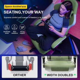 Gtplayer Fabric Gaming Chair With Footrest, Ergonomic Computer Desk Chair With Pocket Spring Cushion Heavy Duty Wide Pc Chair - thumbnail 6