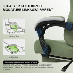 Gtplayer Fabric Gaming Chair With Footrest, Ergonomic Computer Desk Chair With Pocket Spring Cushion Heavy Duty Wide Pc Chair - thumbnail 4