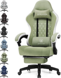 Comhoma Fabric Gaming Chair With Footrest, Ergonomic Computer Desk Chair With Pocket Spring Cushion Heavy Duty Wide Pc Chair