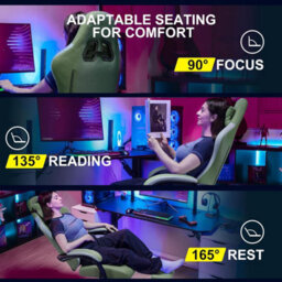 Gtplayer Fabric Gaming Chair With Footrest, Ergonomic Computer Desk Chair With Pocket Spring Cushion Heavy Duty Wide Pc Chair - thumbnail 7