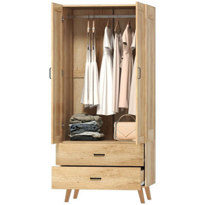 2 Door Wardrobe With 2 Drawers And Hanging Rail For Bedroom - image 1