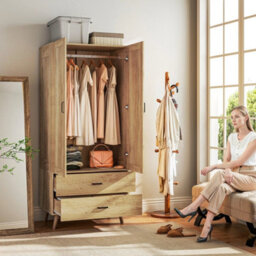 2 Door Wardrobe With 2 Drawers And Hanging Rail For Bedroom - thumbnail 3
