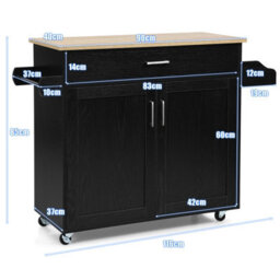 Costway Kitchen Island Cart Rolling Storage Trolley Cart W/ Lockable Rubber Casters - thumbnail 2