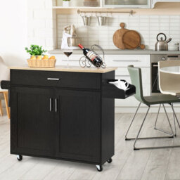 Costway Kitchen Island Cart Rolling Storage Trolley Cart W/ Lockable Rubber Casters - thumbnail 4