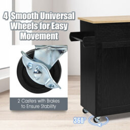 Costway Kitchen Island Cart Rolling Storage Trolley Cart W/ Lockable Rubber Casters - thumbnail 6